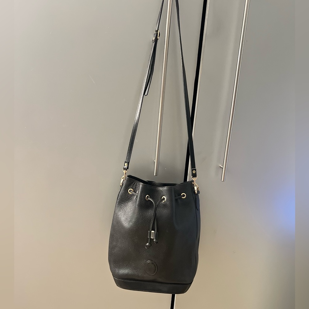 Mark Cross Black Bucket Shoulder Bag Black Pebble Leather Vintage